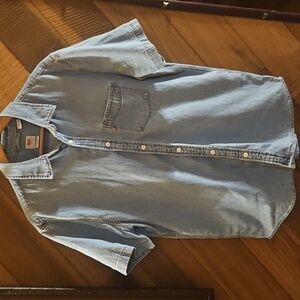 Levis Short Sleeve Shirt - Large Blue Denim